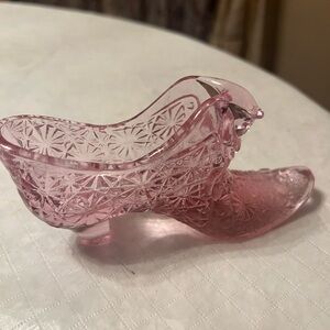 Vintage Fenton Floral Pink Cat Head Slipper Shoe